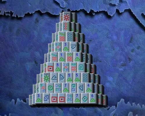 Mahjongg 3D Deep Blue Pyramid